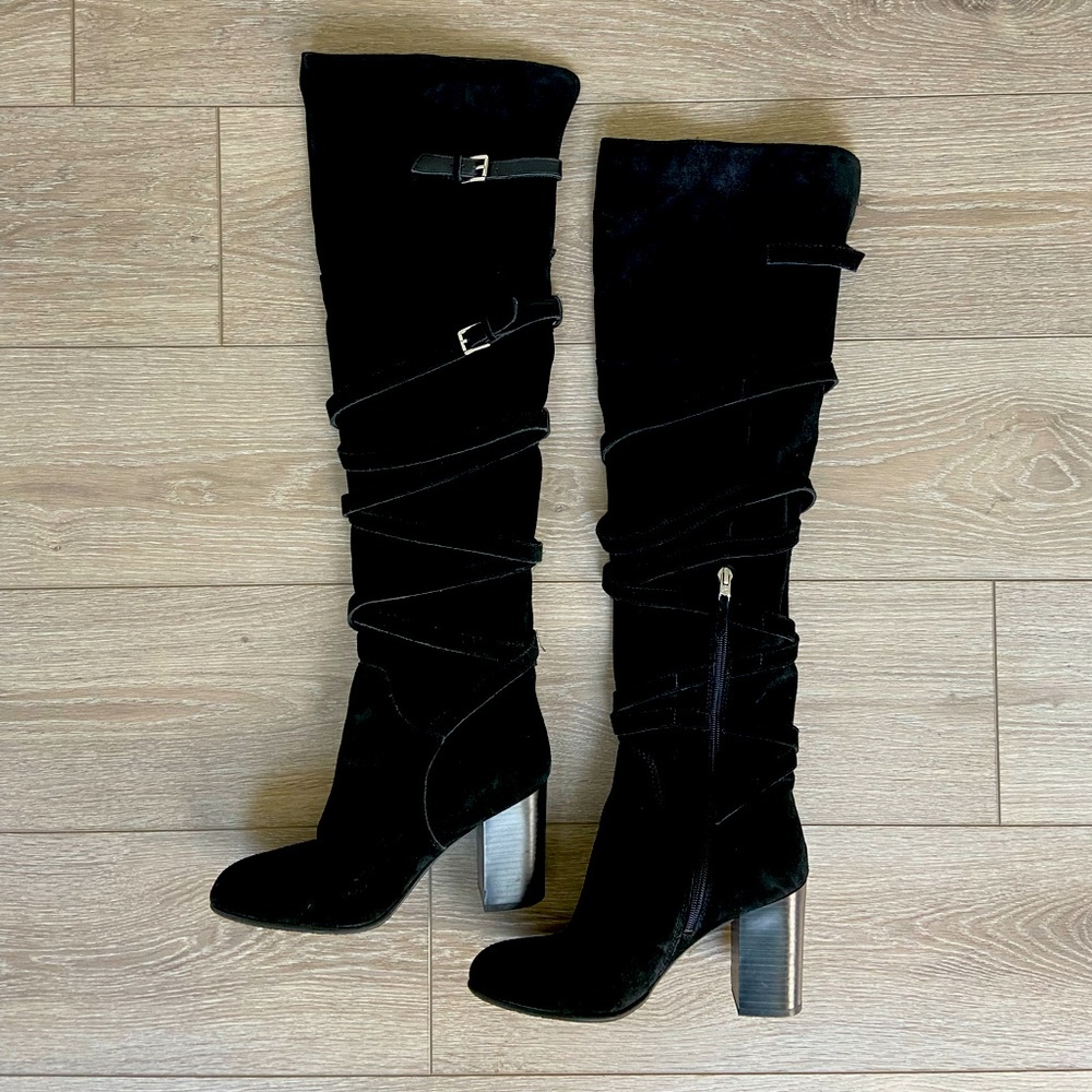 Sam Edelman Over-the-knee Boots Strappy Black Suede